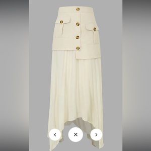 BNWT Shop Micas Asymmetrical Pleated Midi Skirt